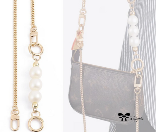 60/75/90/100/110/120cm Pearl Crossbody Shoulder Strap Chain Replacement | Pochette Strap Chain | Speedy Bag Strap | Real Leather Strap