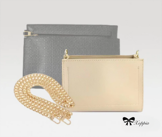 Mini T Pouch Conversion Kit with chain | Toiletry Pouch Insert to Convert Cross Body | Toiletry Pouch Organizer with D-ring