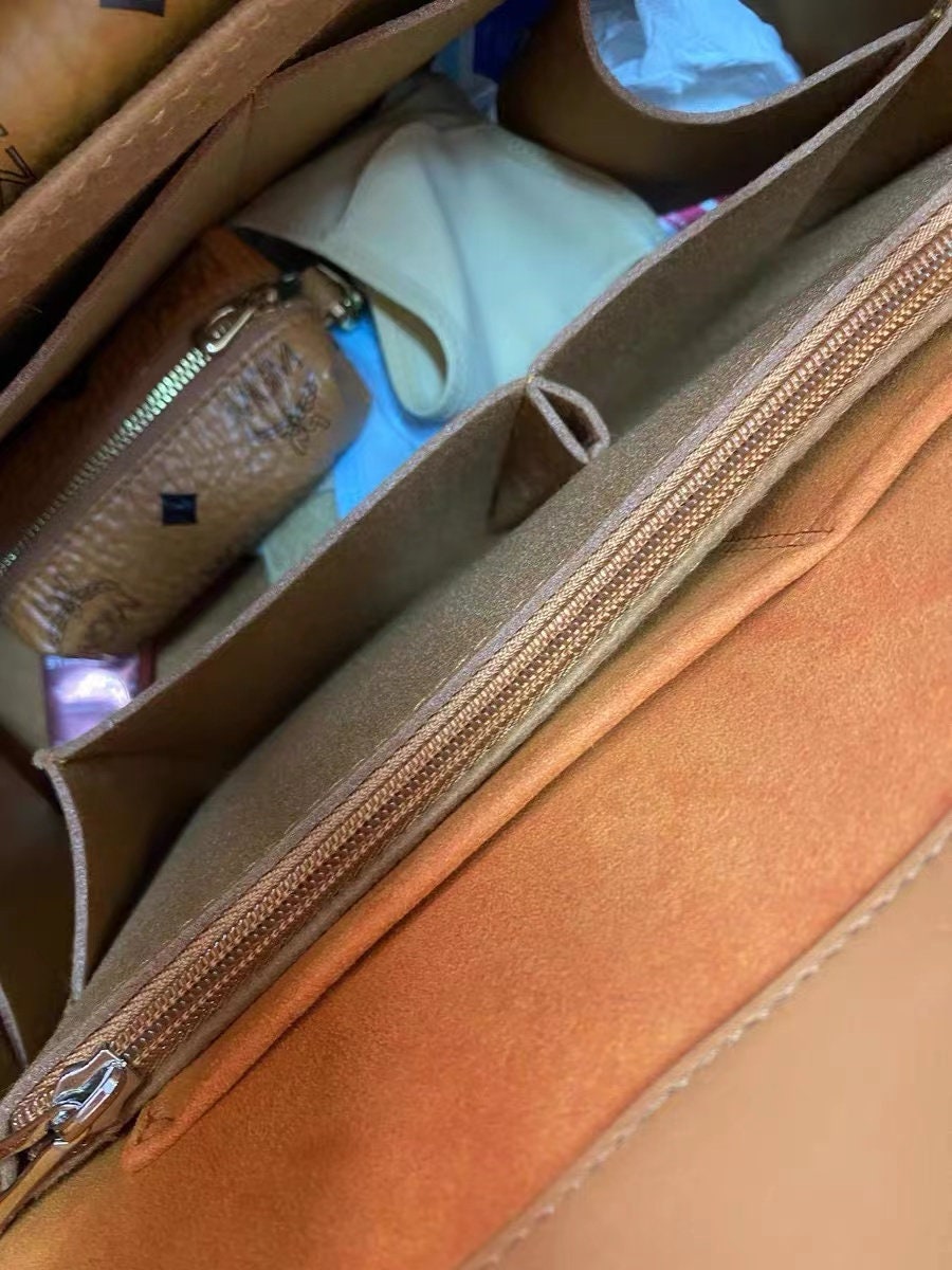 Bag Organizer For Small Large München Tote in Visetos Cognac. Bag Insert For Classical Tote Bag.