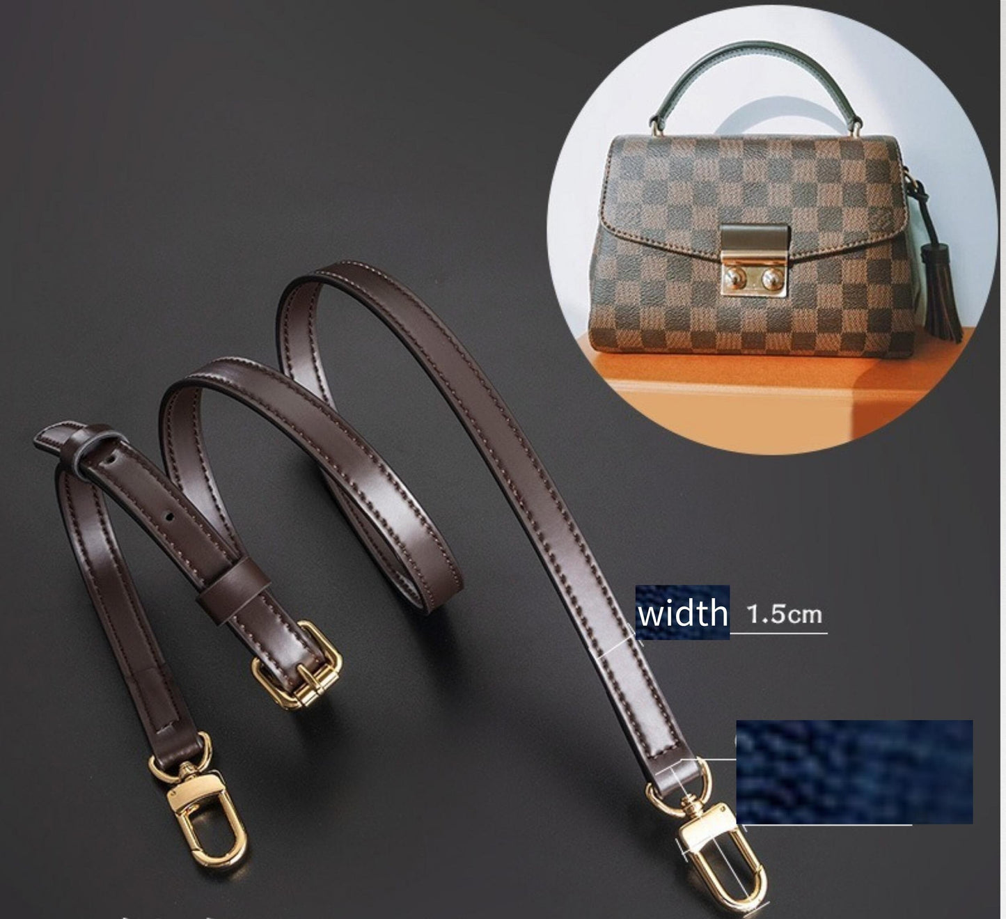 100-120cm Adjustable Genuine Vachetta Leather Crossbody Shoulder Strap Replacement | Pochette Strap | Speedy Bag Strap | Real Leather Strap