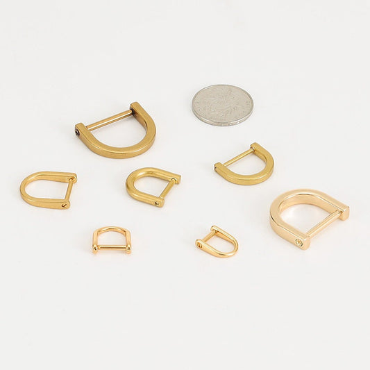 Set of 2 D-Rings Bag Strap Connector | Screw -In Shackle Horseshoe U Shape | D Ring Bets Strap Loop | Bag Strap Connector