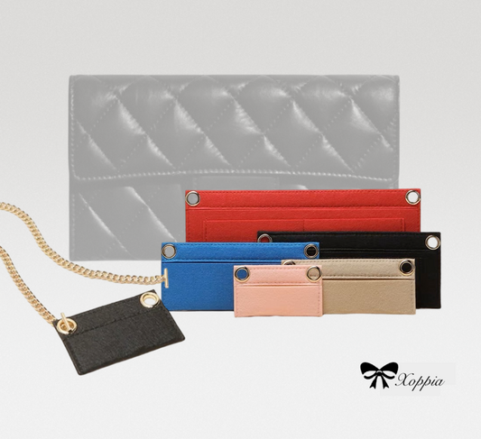 2.55 Long Flap Wallet Conversion Kit (Felt Insert with Chain) | Strap Chain | Marmont Bag Strap | Chain Leather Strap