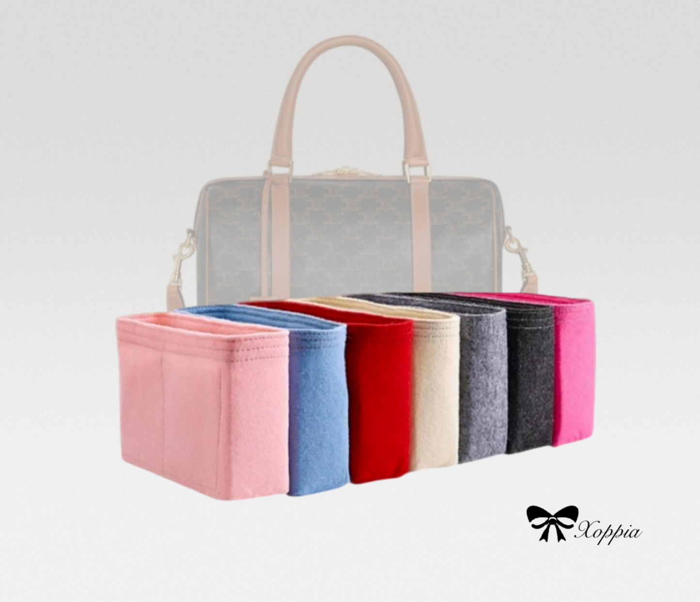 Bag Organizer For Boston bag in Triomphe Canvas | Bag Insert For Tote Bag | Felt Bag Organizer For Handbag Bag