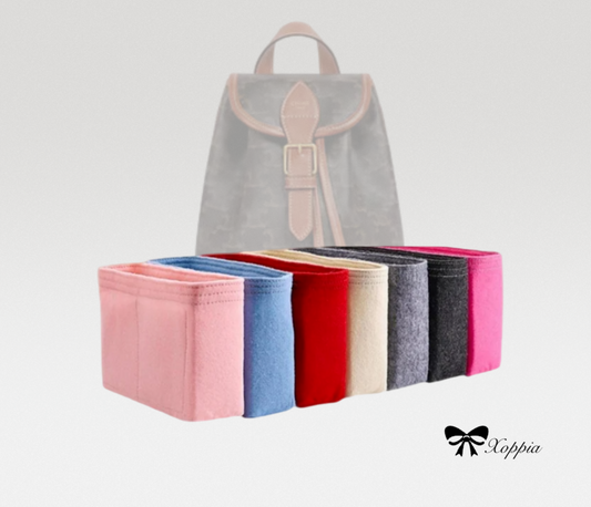 Bag Organizer For Mini Backpack FOLCO in TRIOMPHE canvas | Bag Insert For Bucket Bag | Felt Bag Organizer For Designer Bag