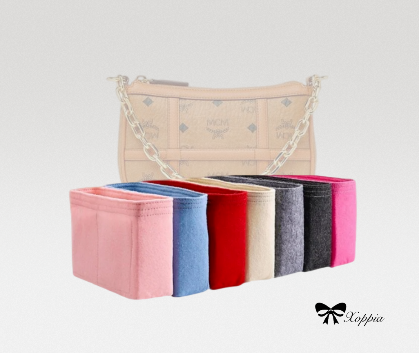 Bag Organizer For Mini Aren Shoulder Bag in Visetos | Bag Insert For Shoulder Bag | Felt Bag Organizer For Handbag Bag