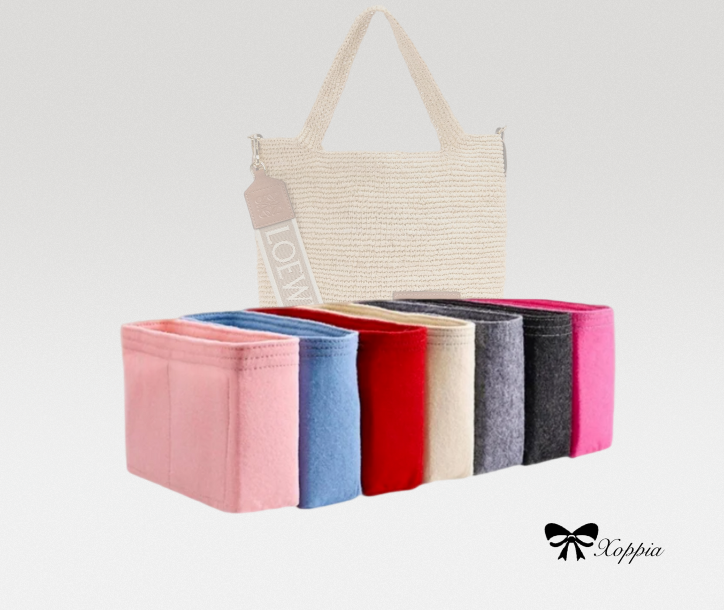 Bag Organizer For Mini Slit bag in raffia and calfskin | Bag Insert For Tote Bag | Felt Bag Organizer For Handbag Bag