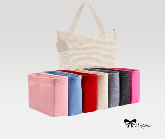 Bag Organizer For Mini Slit bag in raffia and calfskin | Bag Insert For Tote Bag | Felt Bag Organizer For Handbag Bag