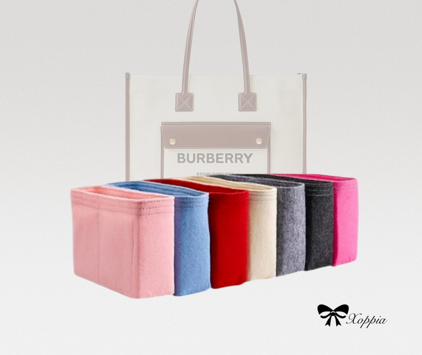 Bag Organizer For Two-tone Canvas and Leather Freya Tote | Bag Insert For Tote Bag | Felt Bag Organizer For Handbag Bag