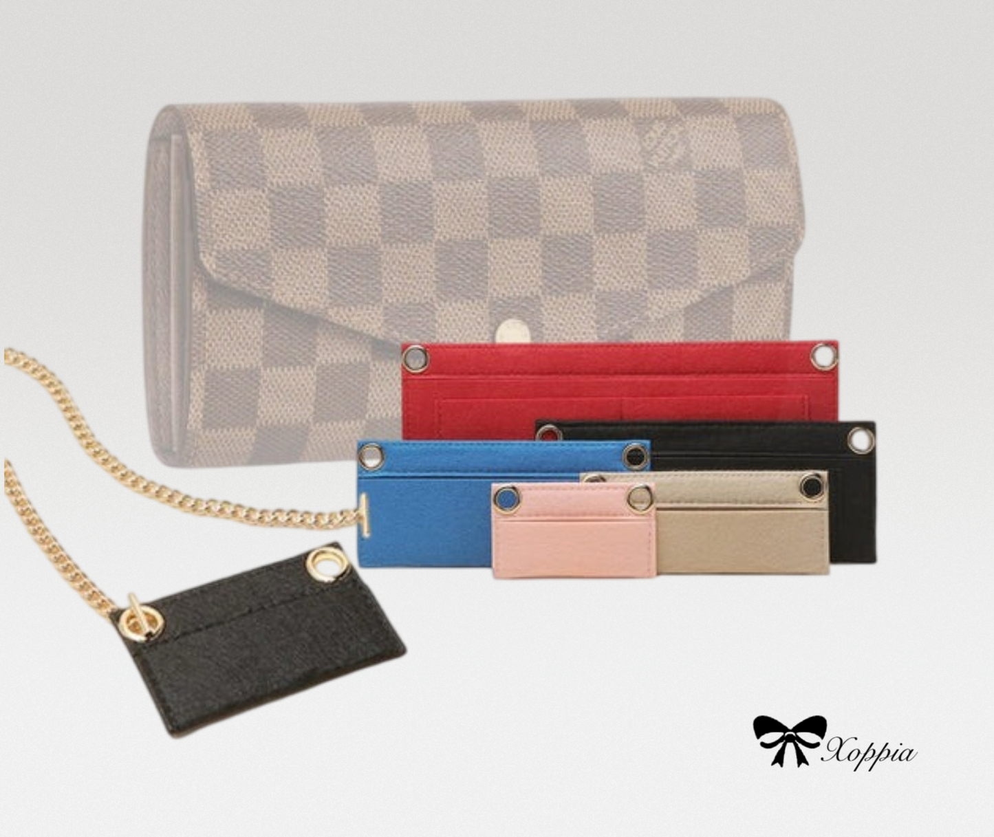 Sarah Wallet Conversion Kit (Felt Insert with Chain) | Bag Strap Chain | Marmont Bag Strap | Chain Leather Strap