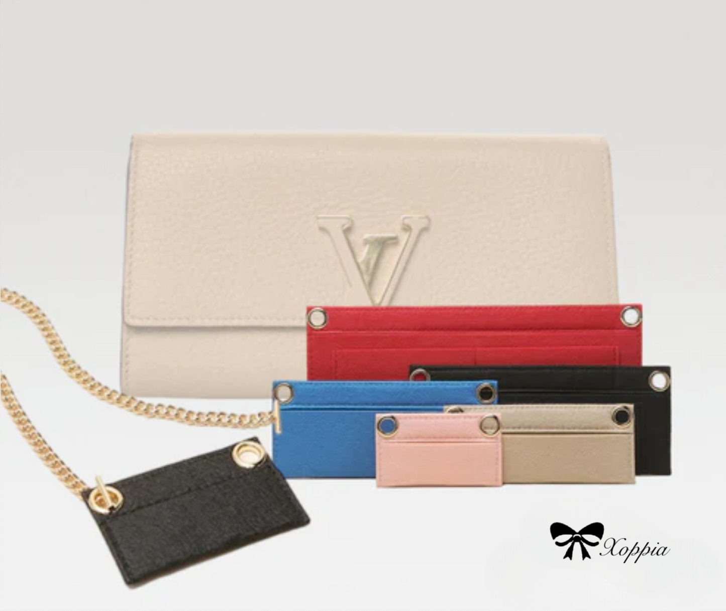 Capucines Wallet Conversion Kit (Felt Insert with Chain) | Strap Chain | Marmont Bag Strap | Chain Leather Strap