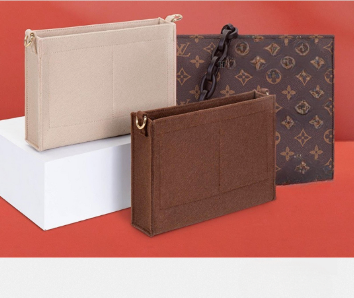 Ophidia Pouch Insert Conversion Kit with chain | Toiletry Pouch Insert to Convert Cross Body | Toiletry Pouch Organizer with D-ring