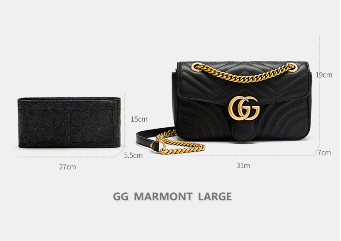 Bag Organizer For GG Marmont Chain Shoulder Bag. Bag Insert For Classical Bag.