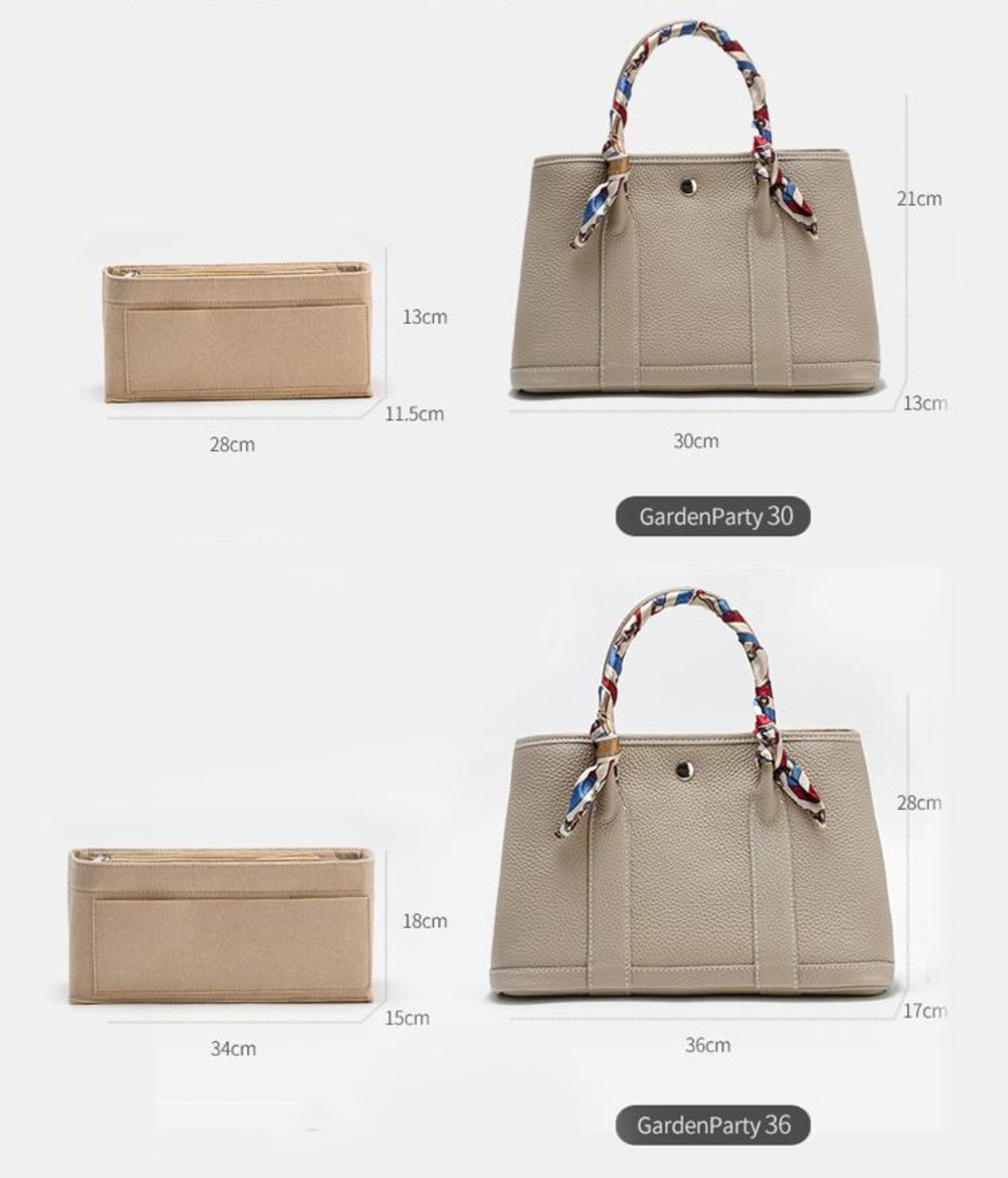 Bag Organizer For Garden Party 30 36 Handbags. Bag Insert For Classical Bag. Designer Bag Liner For Picotin