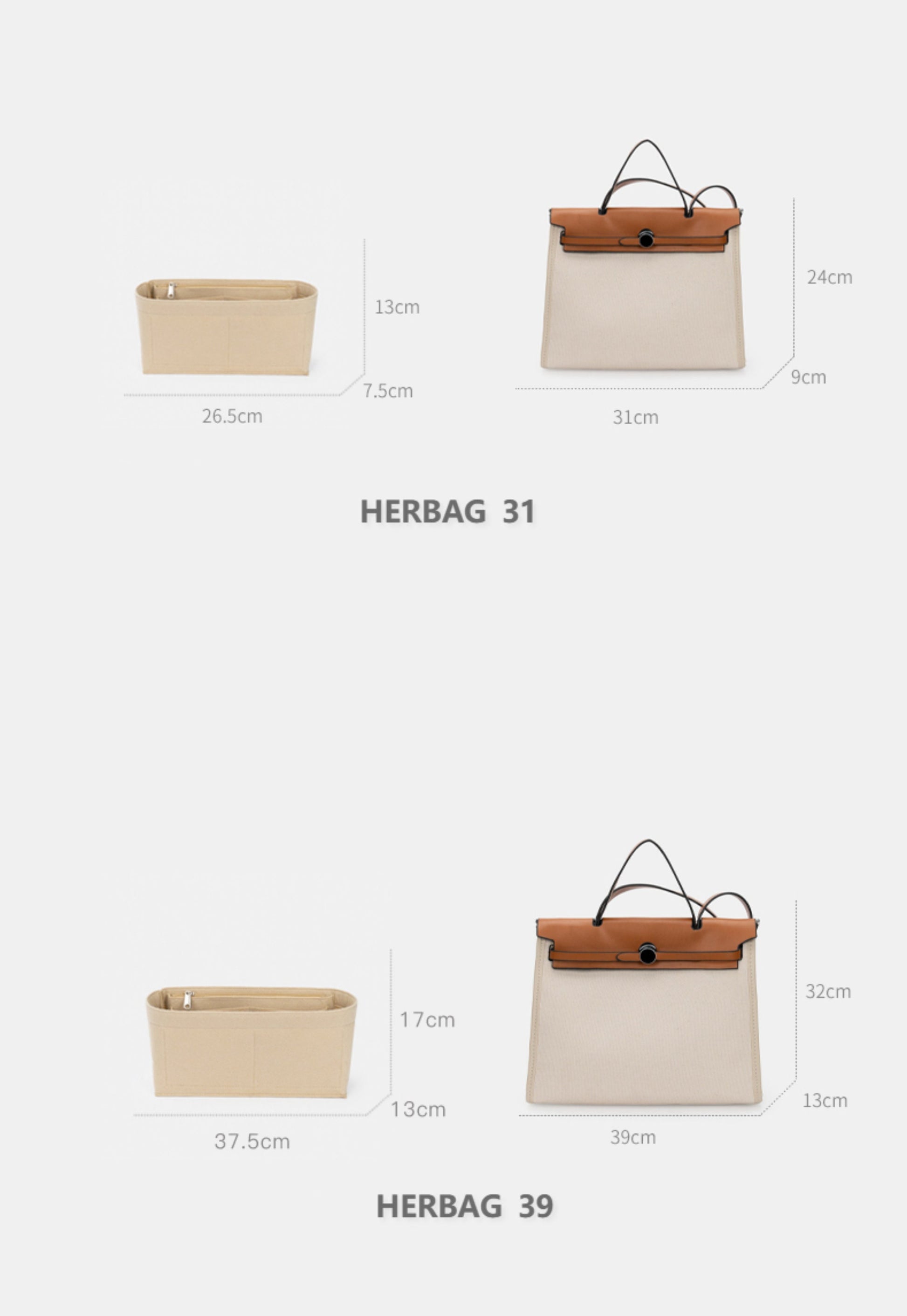 Bag Organizer For Herbag 31 39 Backpack. Bag Insert For Classical Bag.