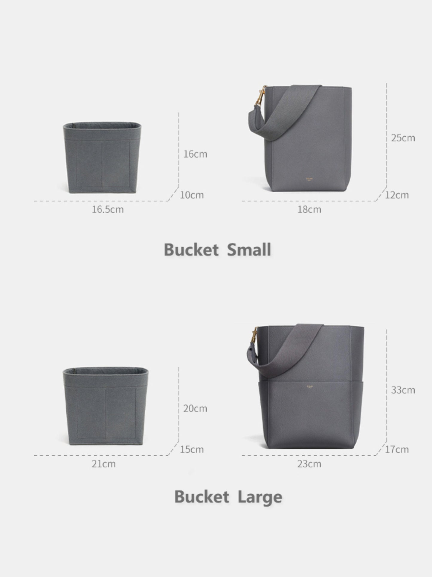 Bag Organizer For Sangle Bucket Bag. Bag Insert For Classical Bag.