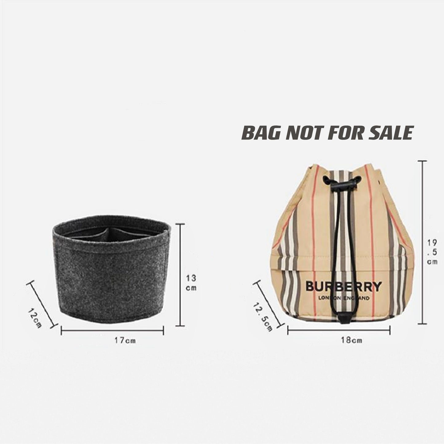 Bag Organizer For BBR Drawstring Bucket Bag. Bag Insert For Classical Designer Bag.