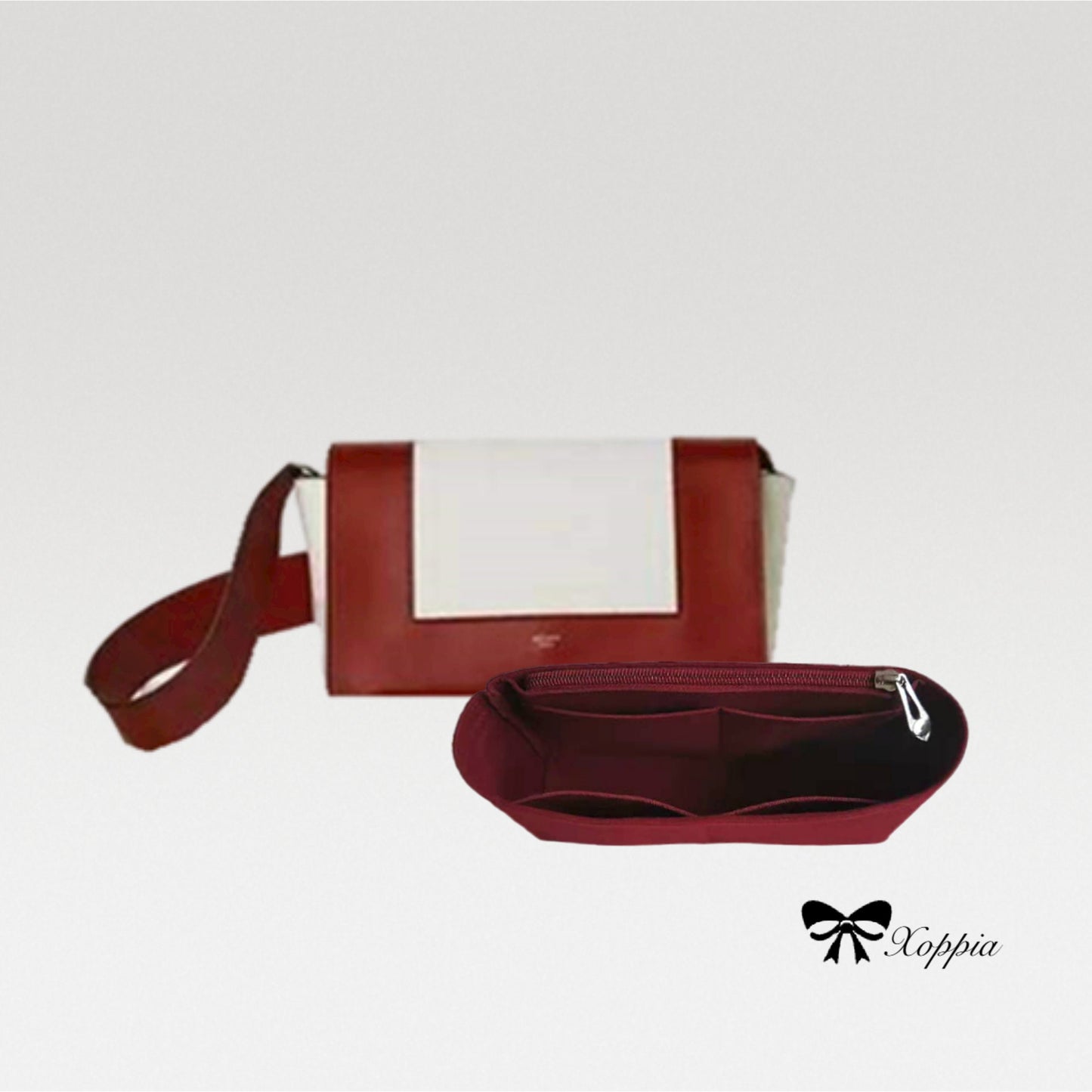 Bag Organizer For Frame Shoulder bag. Bag Insert For Classical Handbag.