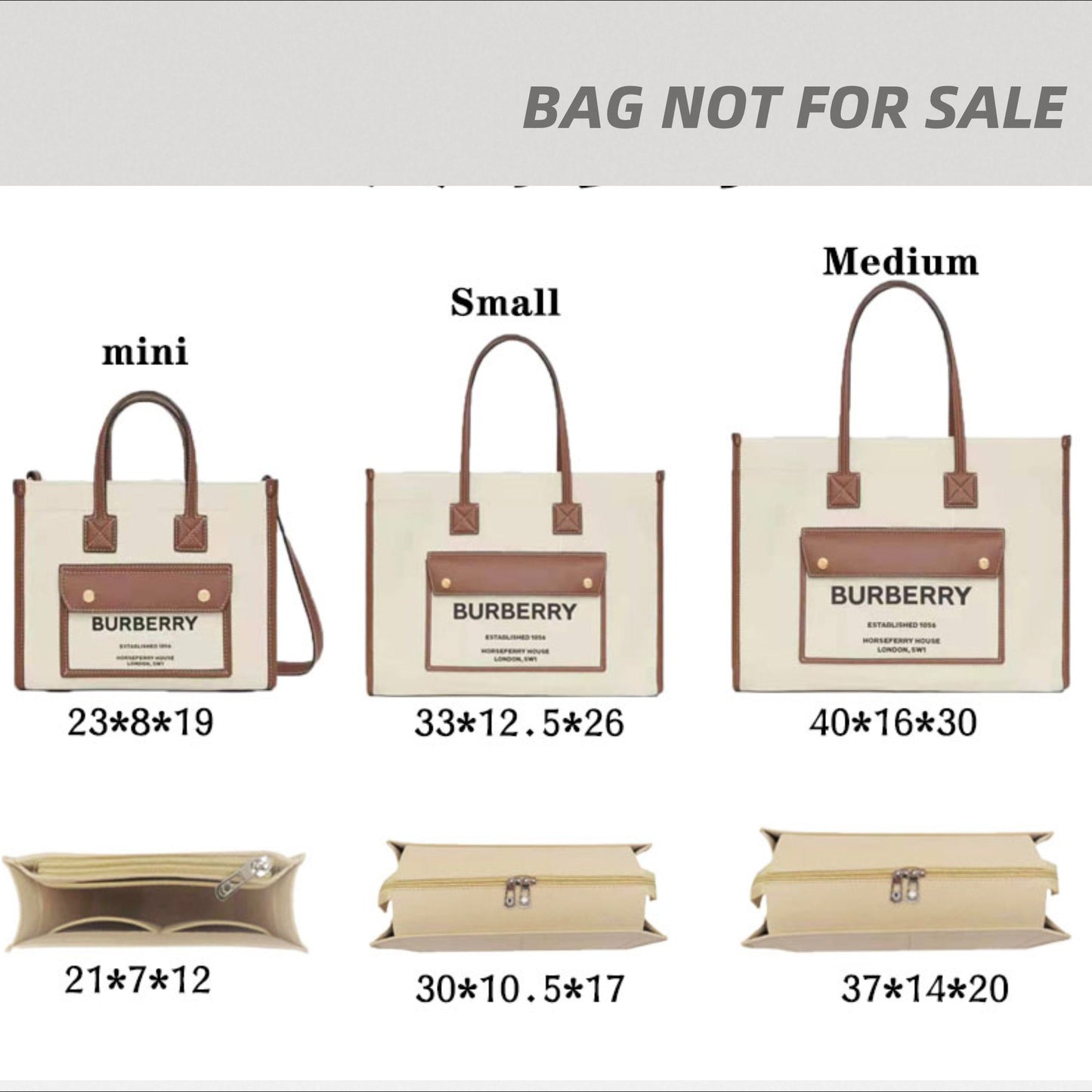 Bag Organizer For Medium Two-tone Canvas and Leather Freya Tote. Bag Insert For Classical Designer Bag.