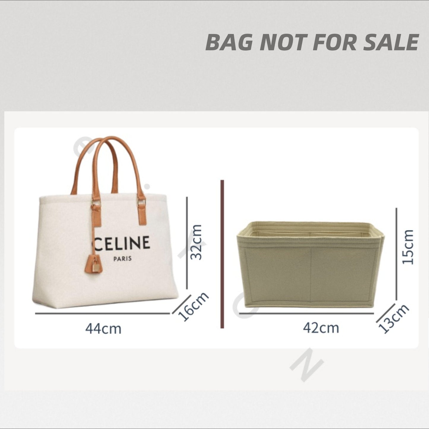 Bag Organizer For Horizontal Cabas in Canvas Tote Bag. Bag Insert For Classical Handbag.