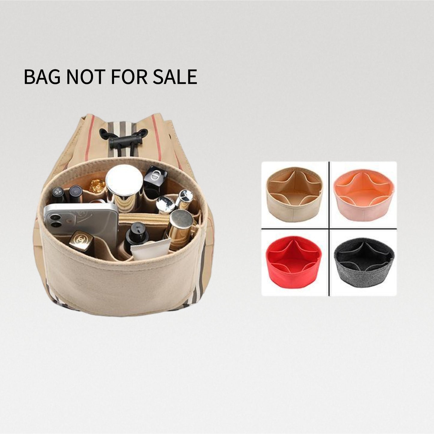 Bag Organizer For BBR Drawstring Bucket Bag. Bag Insert For Classical Designer Bag.