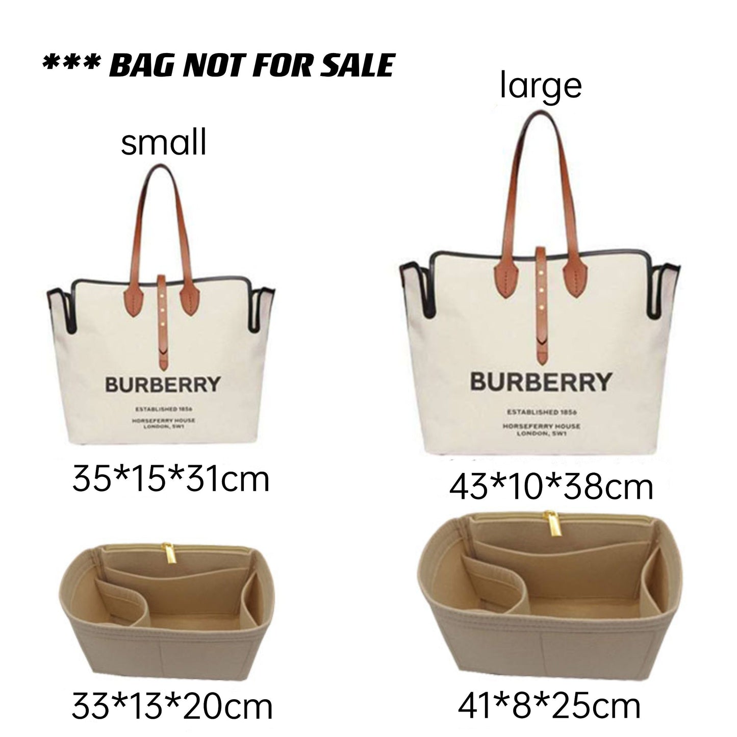 Bag Organizer For BBR The Belt Tote Bag. Bag Insert For Classical Designer Bag.