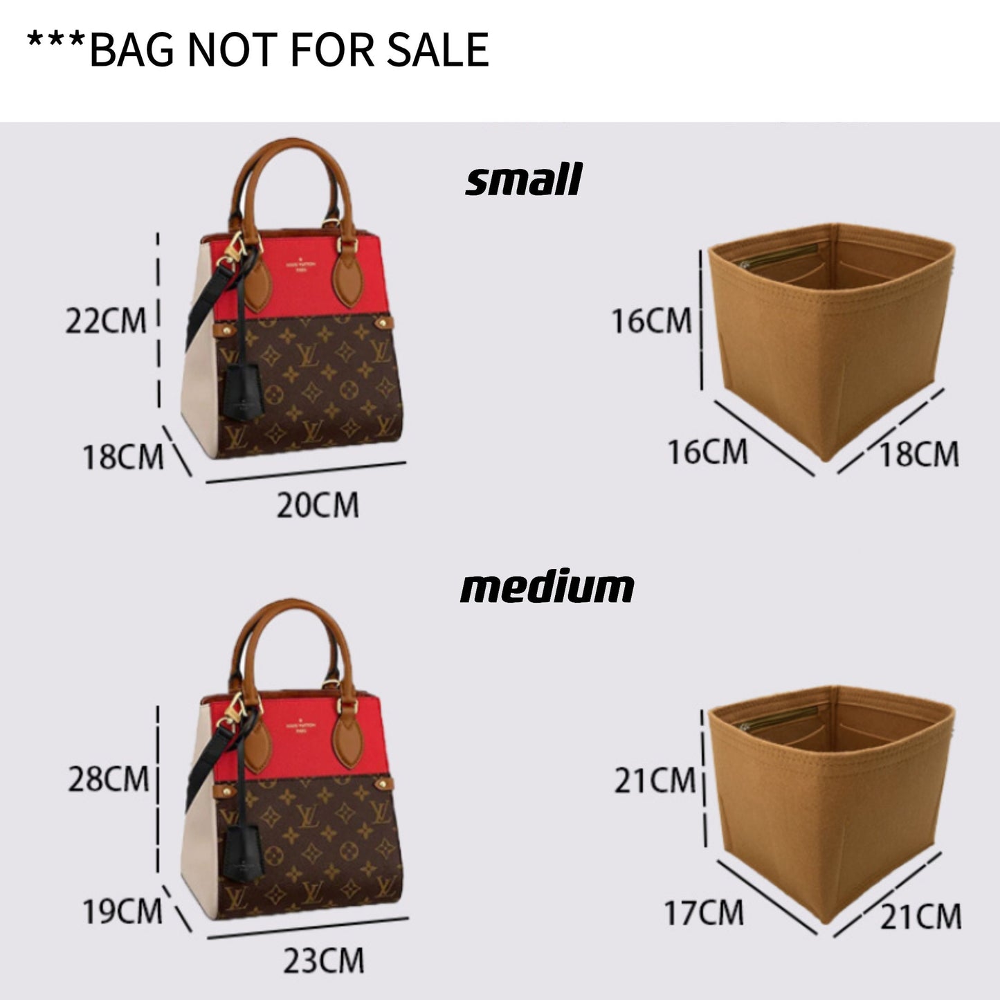 Bag Organizer For FOLD Tote Bag. Bag Insert For Classical Bag.