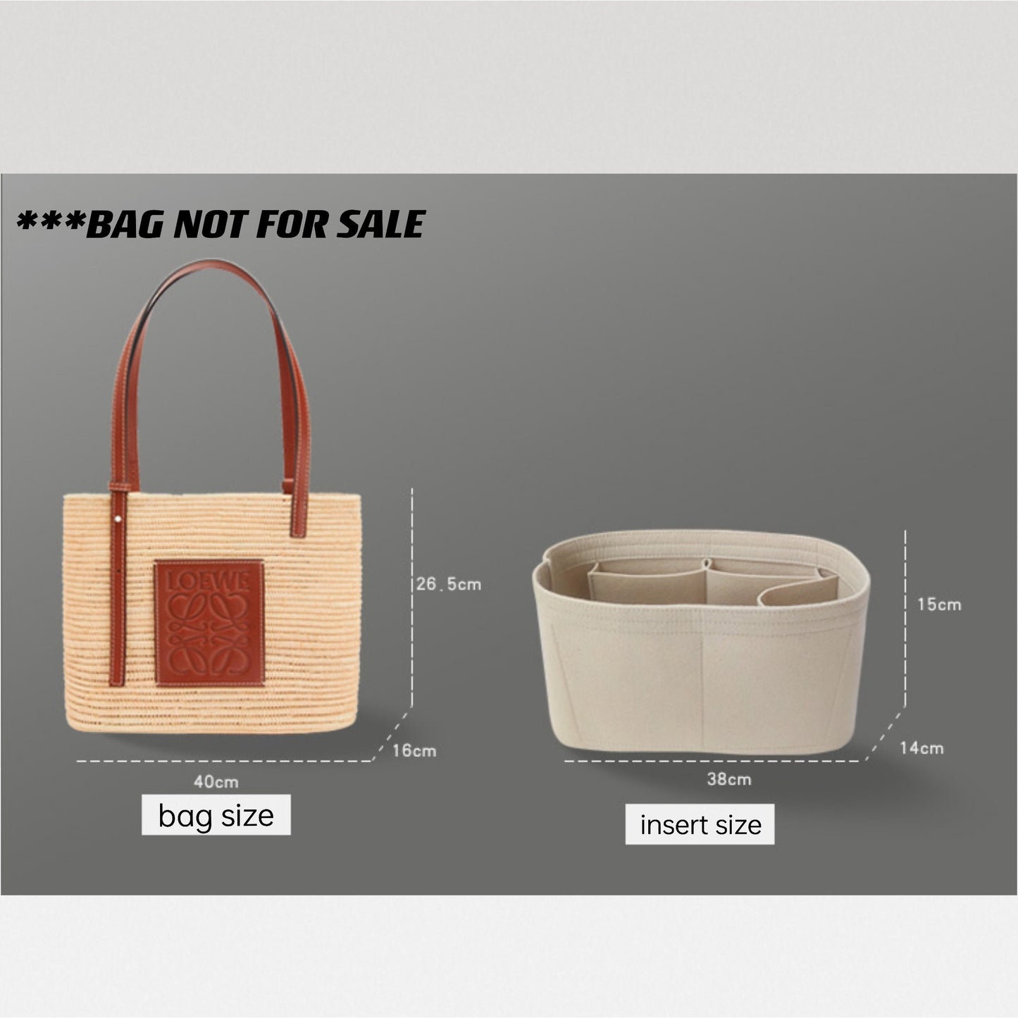 Bag Organizer For Square Basket Bag. Bag Insert For Tote Bag.