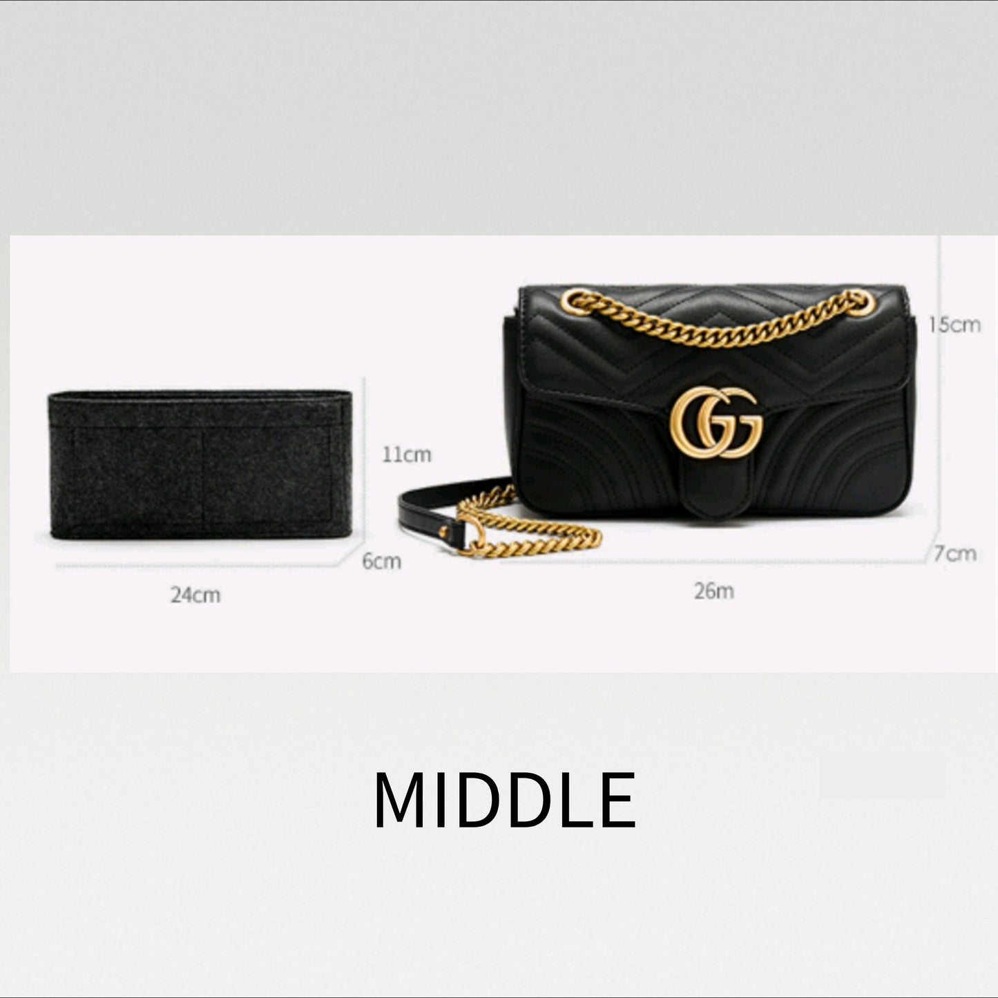 Bag Organizer For GG Marmont Chain Shoulder Bag. Bag Insert For Classical Bag.