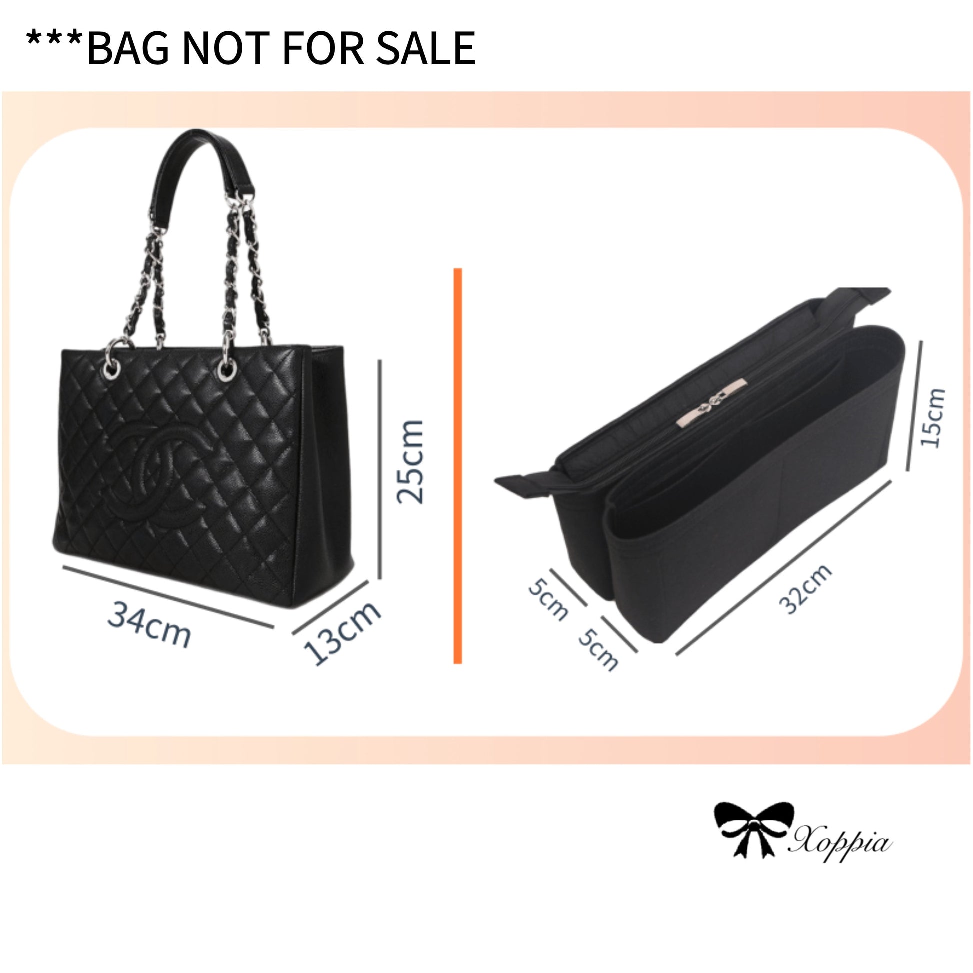 Bag Organizer For GST Chain Shoulder Bag. Bag Insert For Designer Bag.