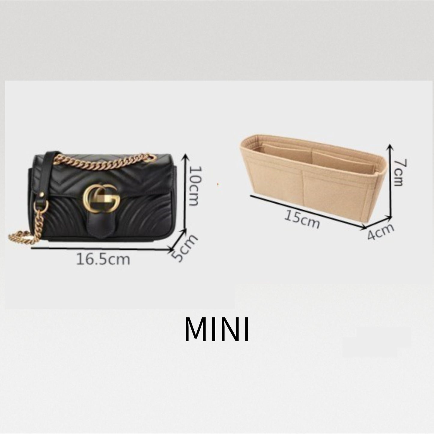 Bag Organizer For GG Marmont Chain Shoulder Bag. Bag Insert For Classical Bag.