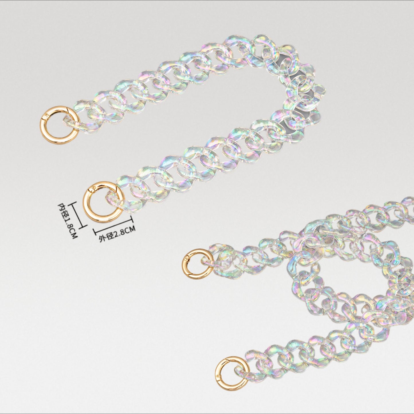 Acrylic Bag Chain Strap. 40cm/50cm Replacement Strap. Transparent Purse Chain.