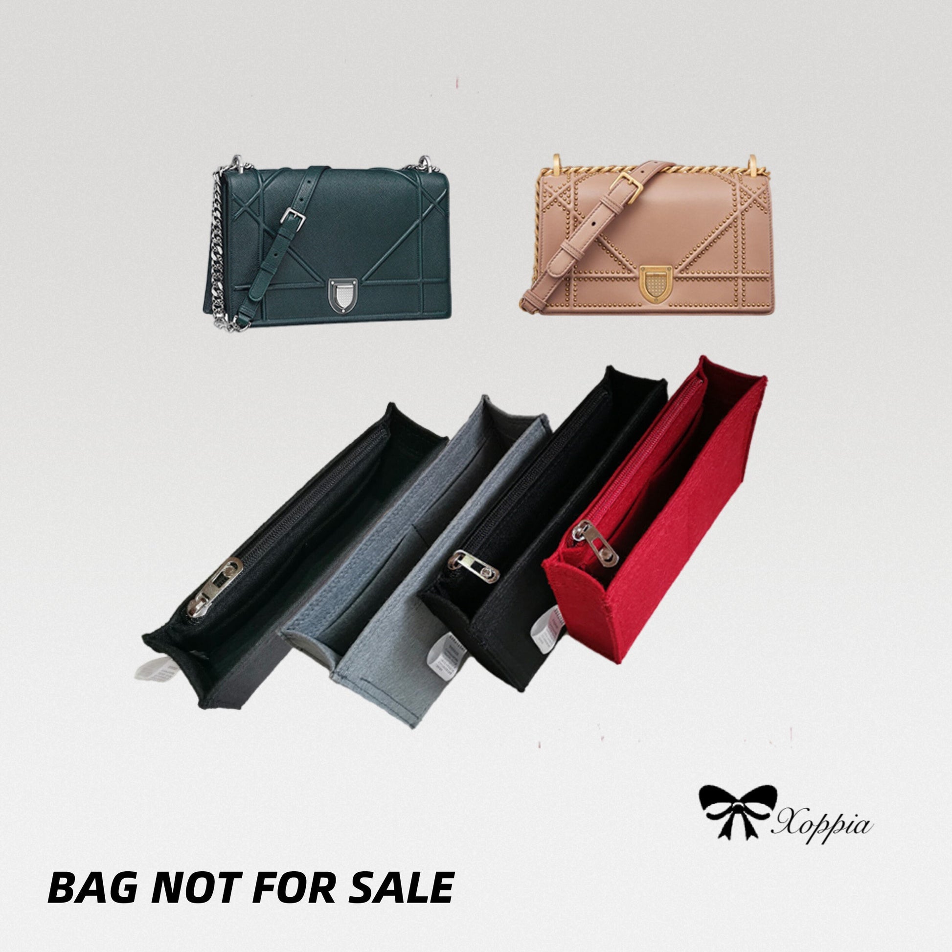 Bag Organizer For Grained Calfskin Medium Diorama Flap Bag. Bag Insert For Classical Bag.