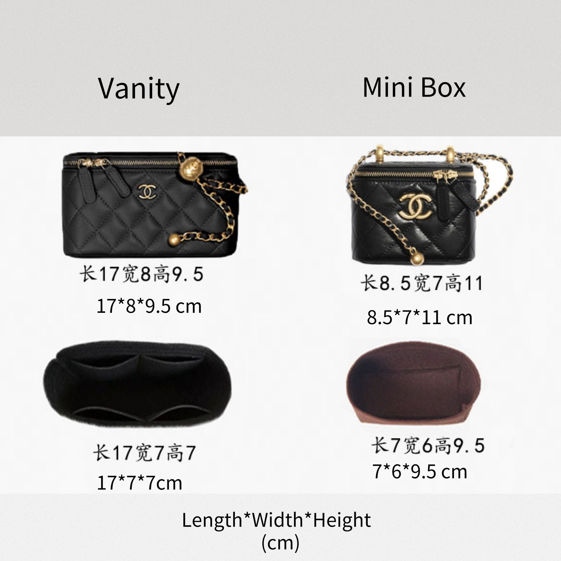 Bag Organizer For Vanity Box Handbag. Bag Insert For Classical Bag.