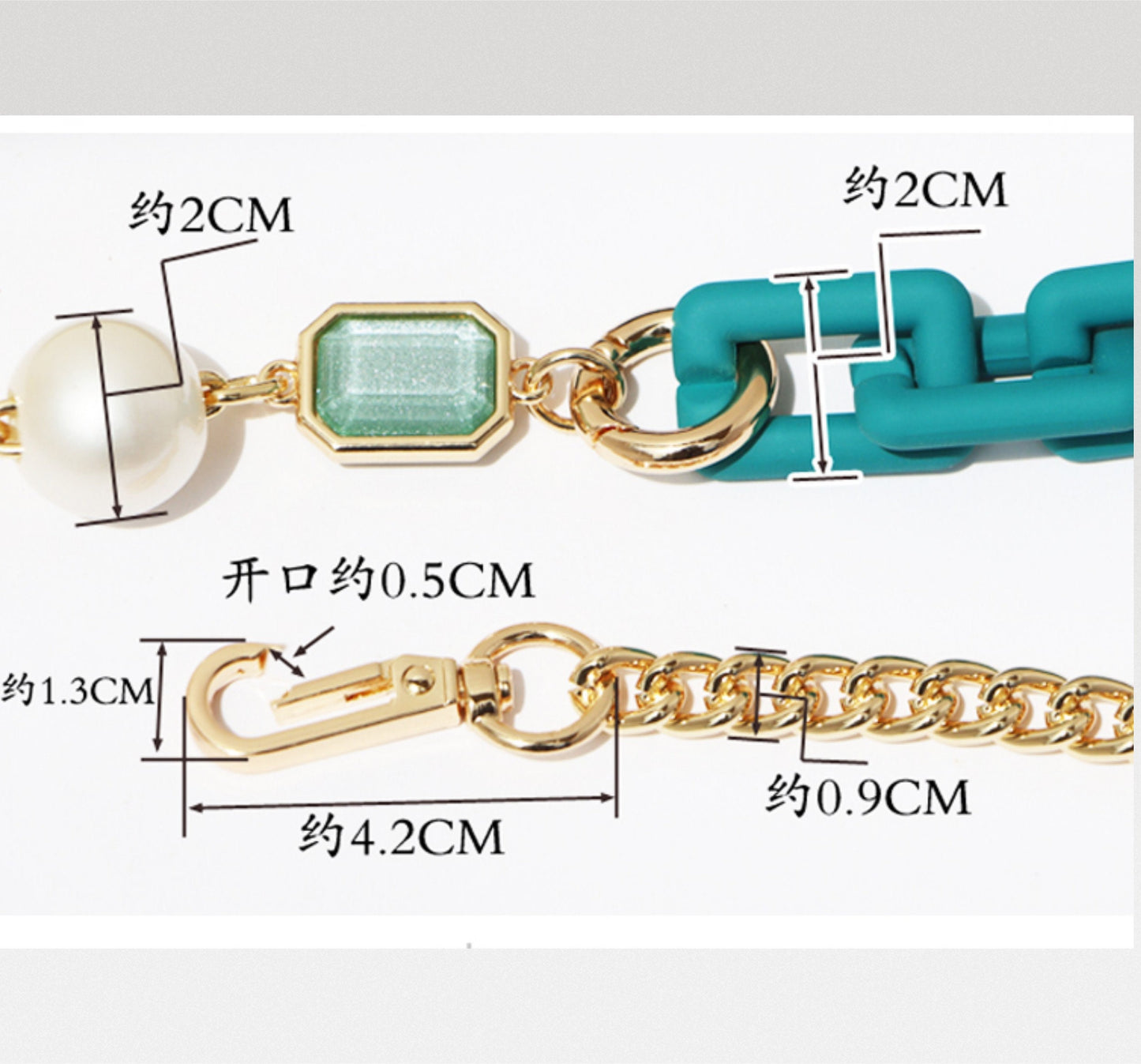 Blue Acrylic Bag Chain Strap. 60/70/80/90/100/110/120cm Replacement Strap. Transparent Purse Chain.