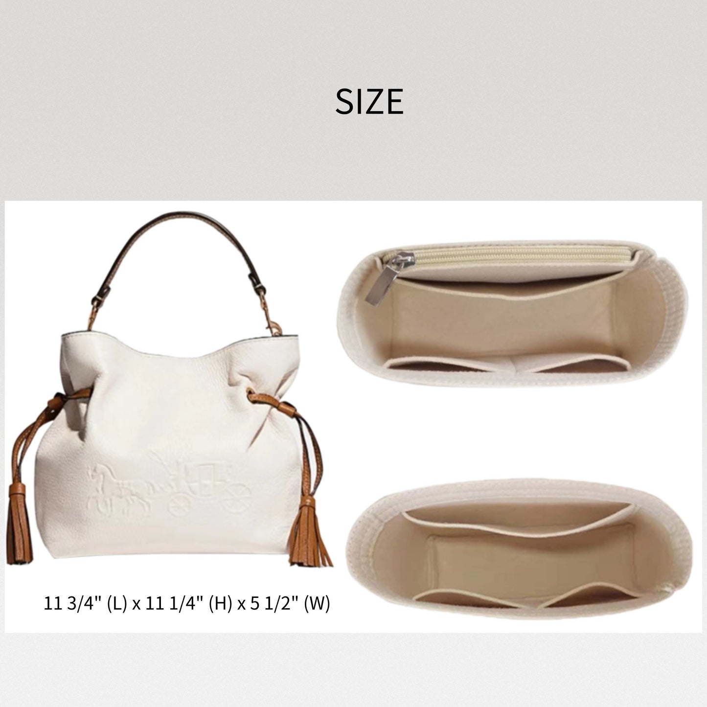 Bag Organizer For Andy Tote With Horse And Carriage. Bag Insert For Classical Bag.