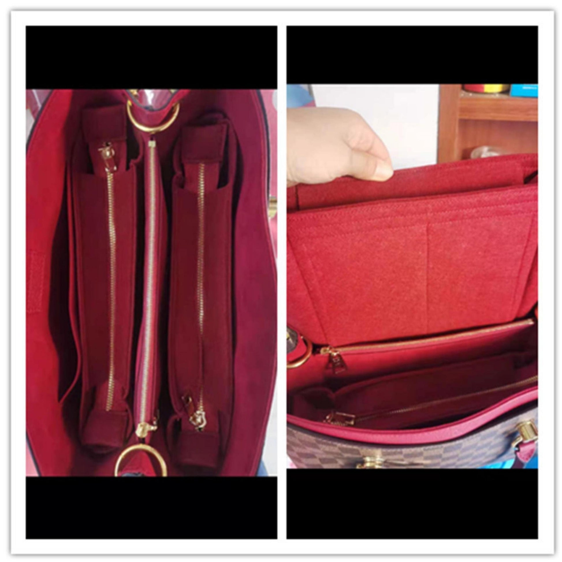 Bag Organizer for LV Riverside Damier Ebene (Set of 2) - Premium Felt  (Handmade/20 Colors) : Handmade Products 