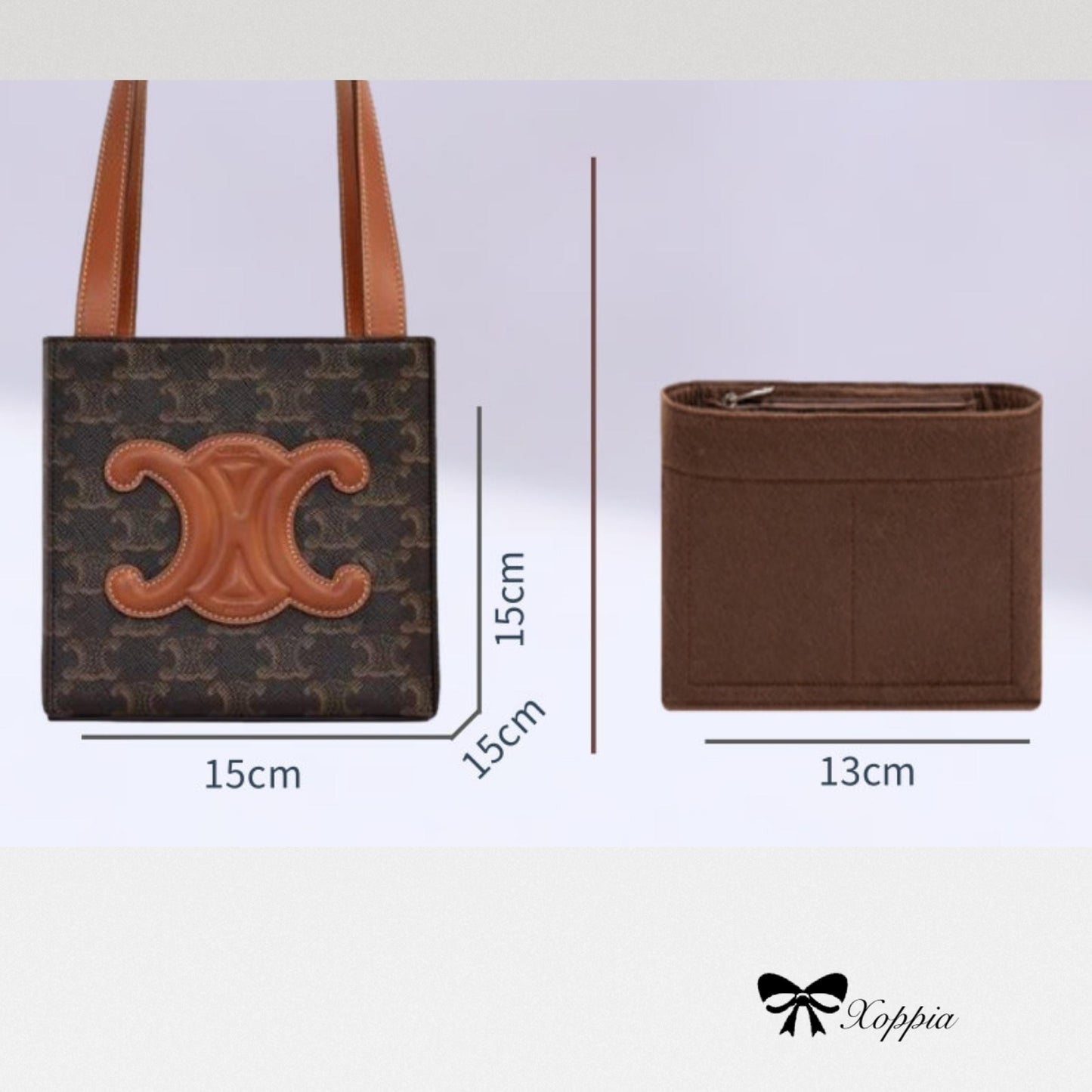 Bag Organizer For Cube Bag Cuir Triomphe  Canvas and Calfskin. Bag Insert For Classical Folco Bag.