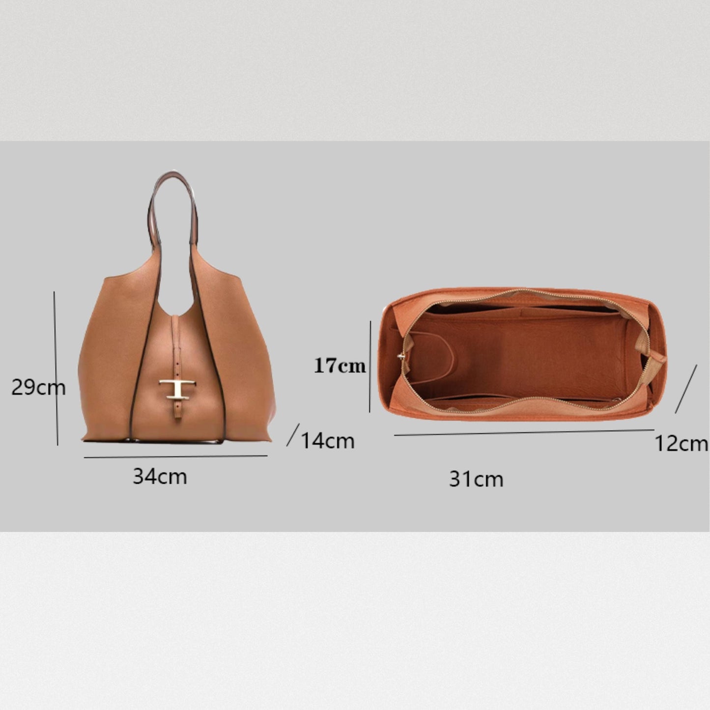 Bag Organizer For Tods Timeless Medium leather tote. Bag Insert For Classical Tote Bag.