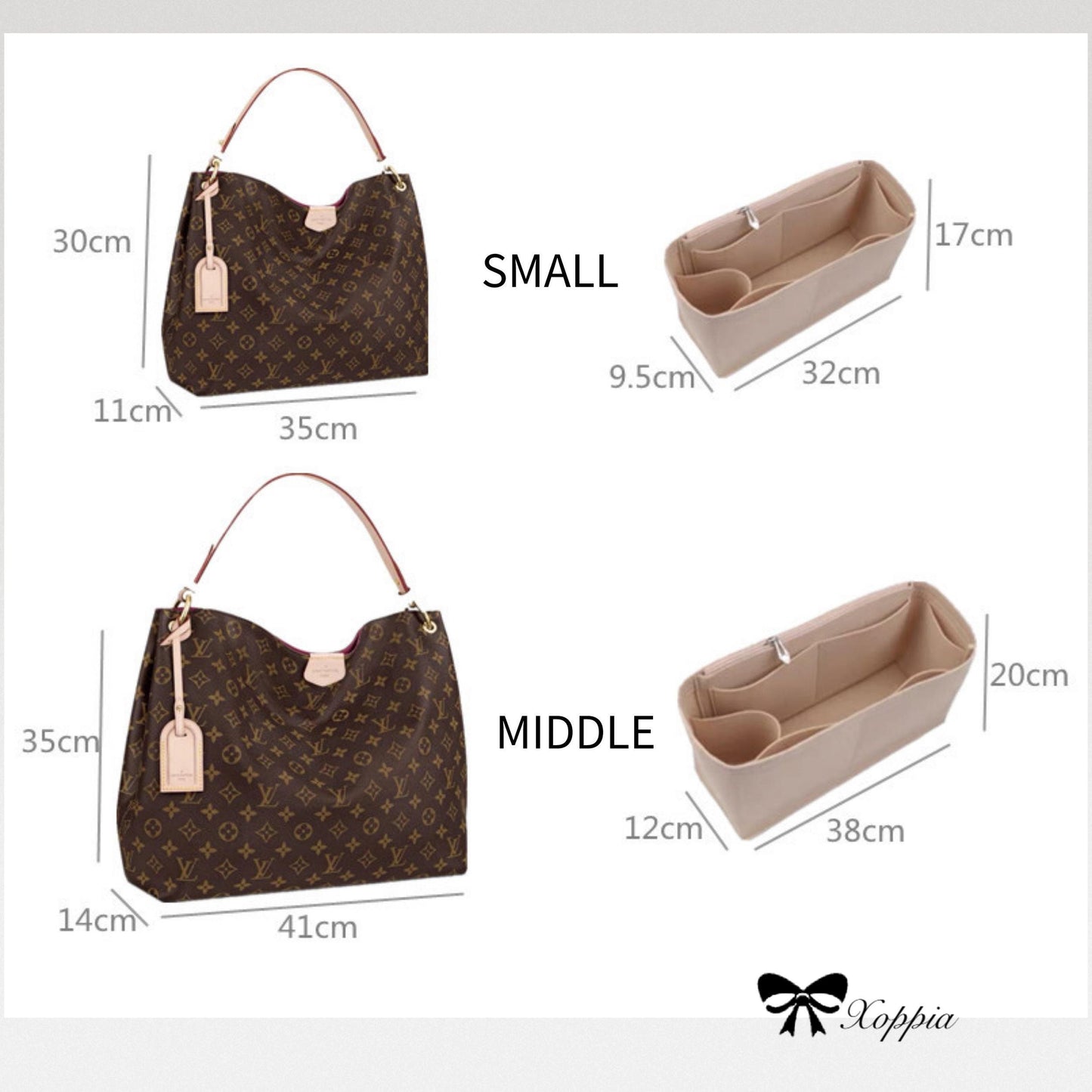 Bag Organizer For Graceful MM Monogram Canvas. Bag Insert For Handbag Bag.