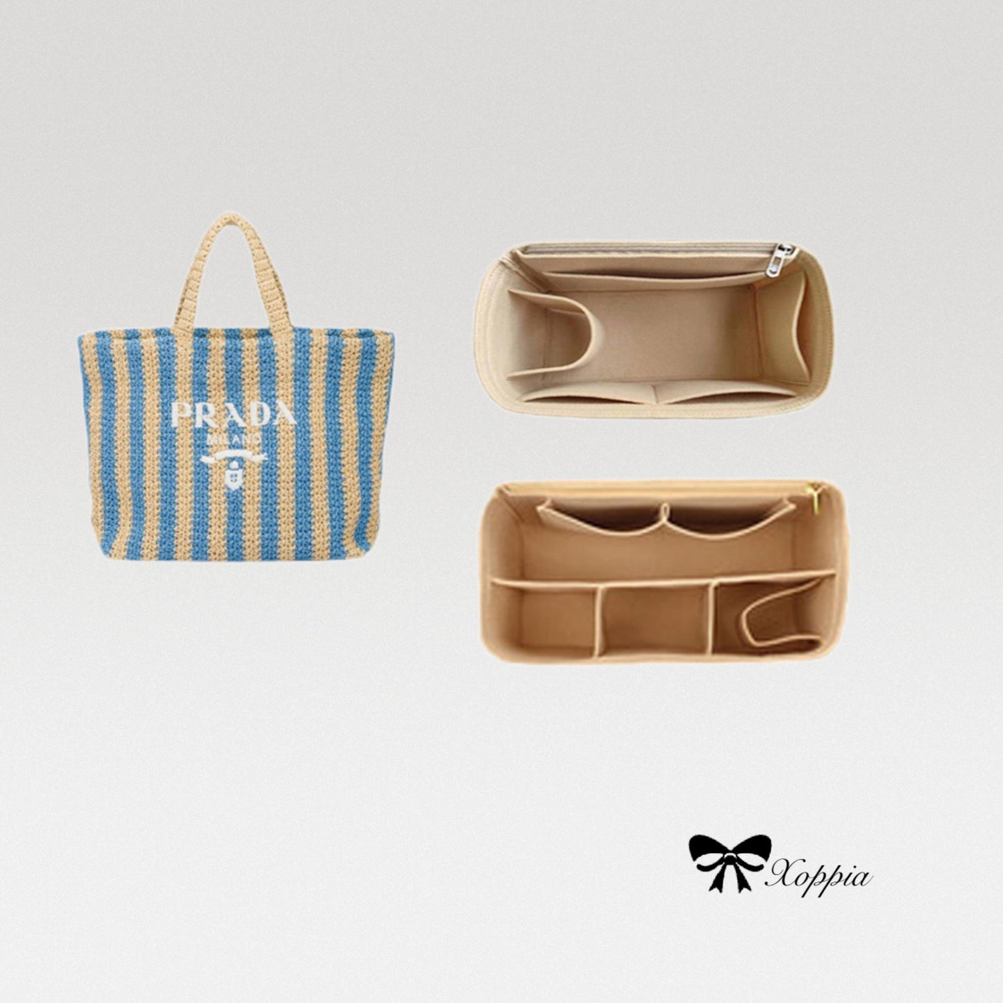 Bag Organizer For Small Raffia Tote Bag. Bag Insert For Tote Bag.