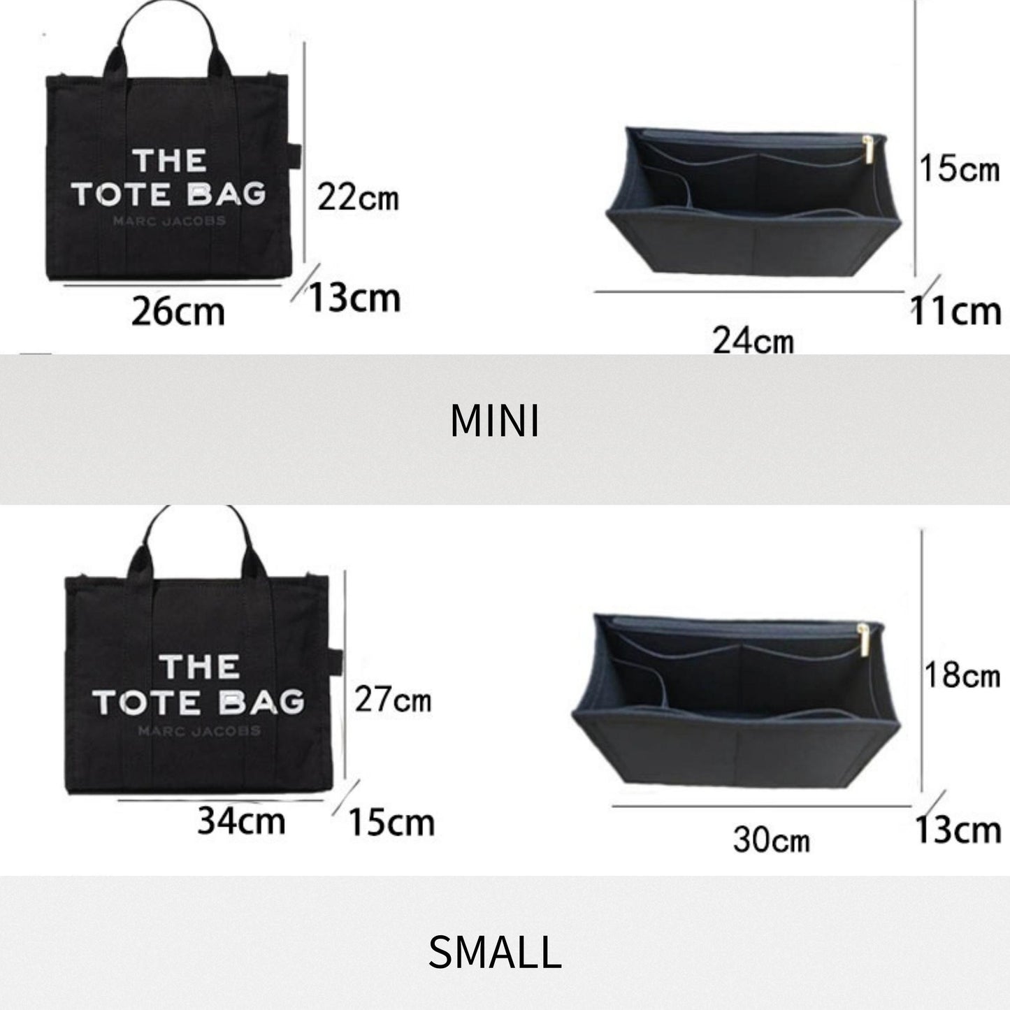 Bag Organizer For Women's Small Traveler Tote Bag. Bag Insert For Classical Bag.