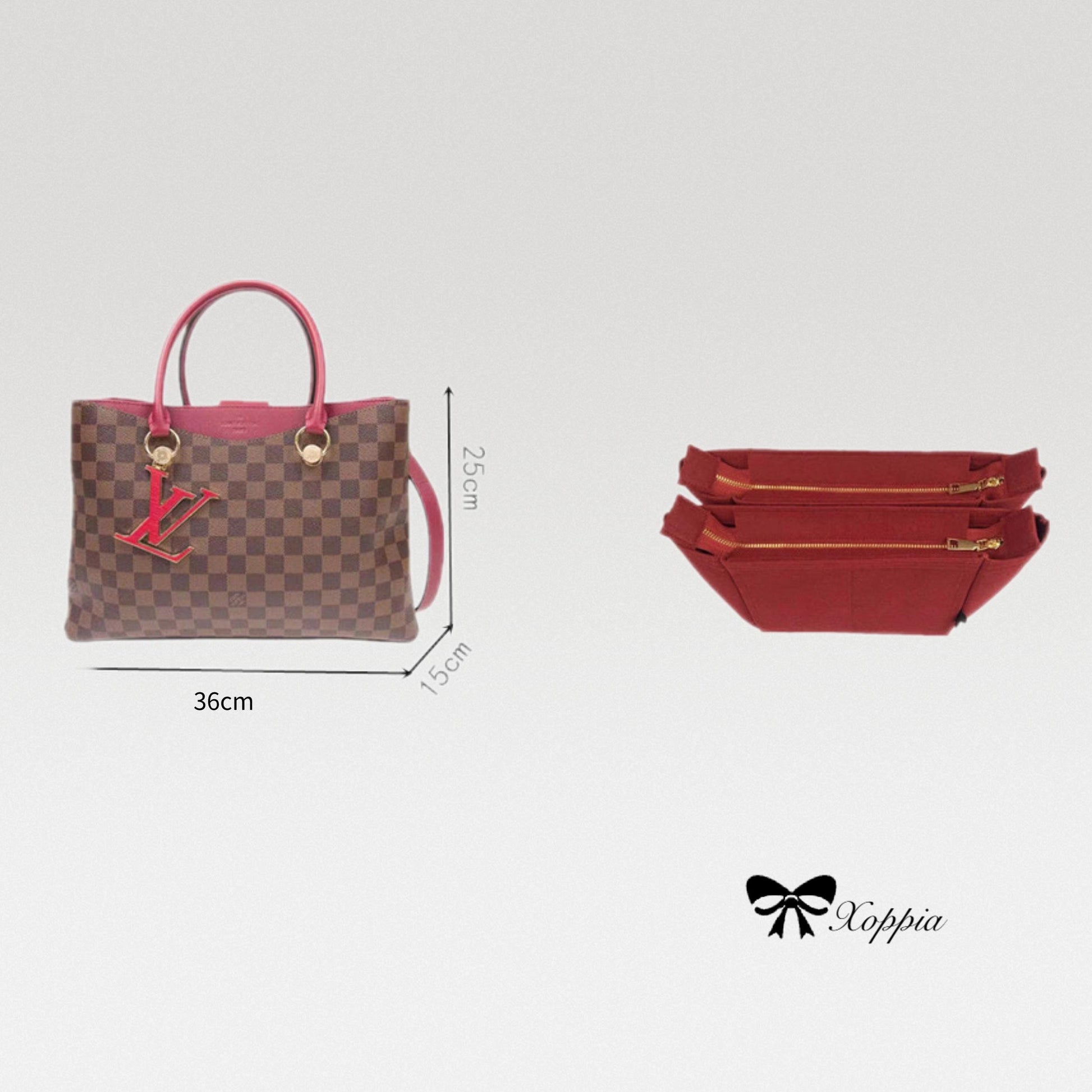 Bag Organizer for LV Riverside Damier Ebene (Set of 2) - Premium Felt  (Handmade/20 Colors)