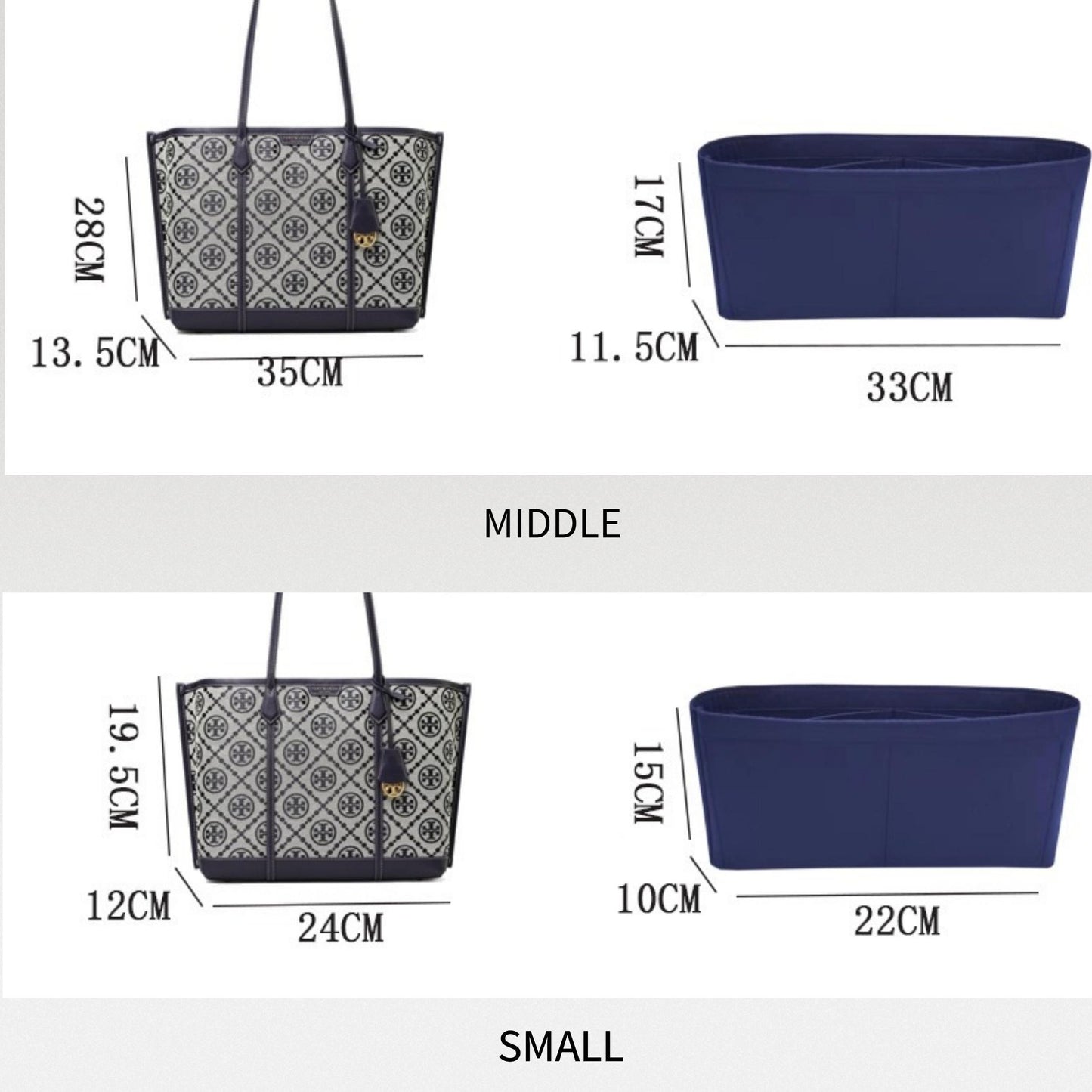 Bag Organizer For TB Perry T Monogram Jacquard Shopper Tote Bag. Bag Insert For Classical Bucket Bag.