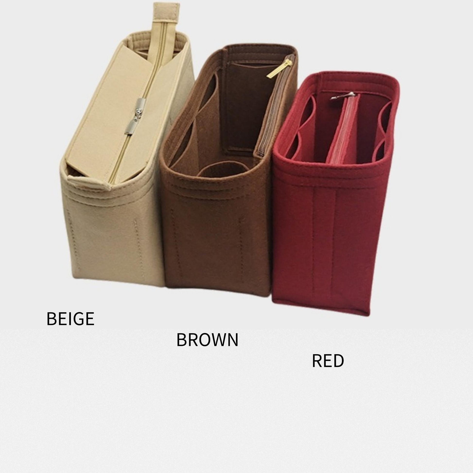 [Beaubourg MM Organizer] Felt Purse Insert with Middle Zip Pouch,  Customized Tote Organize, Bag in Handbag (Style B)