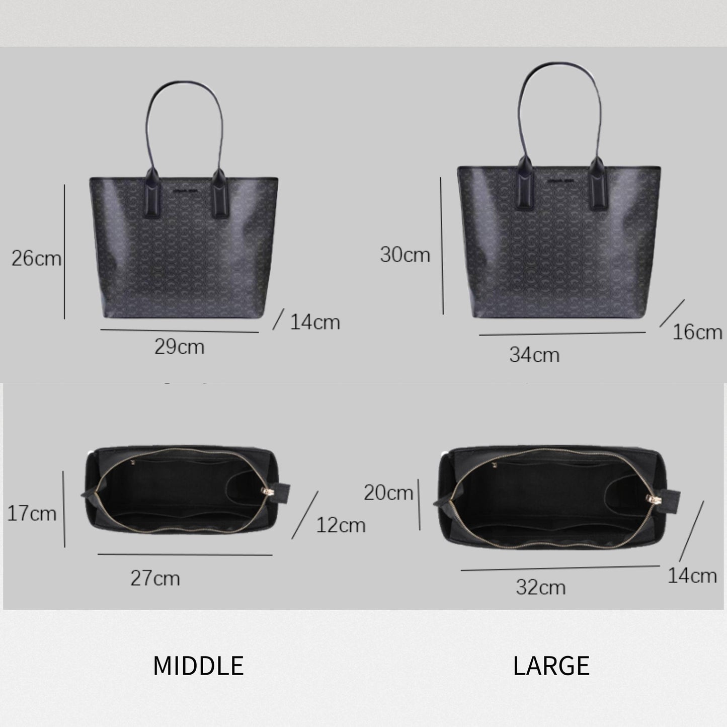 Bag Organizer For MK Tote Bag. Bag Insert For Classical Tote Bag.