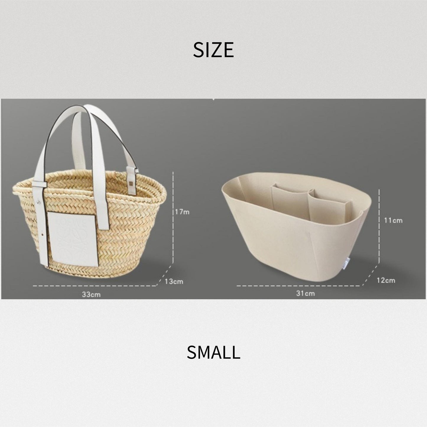 Bag Organizer For Loew Classic Small Medium Raffia Basket Bag White. Bag Insert For Tote Bag.