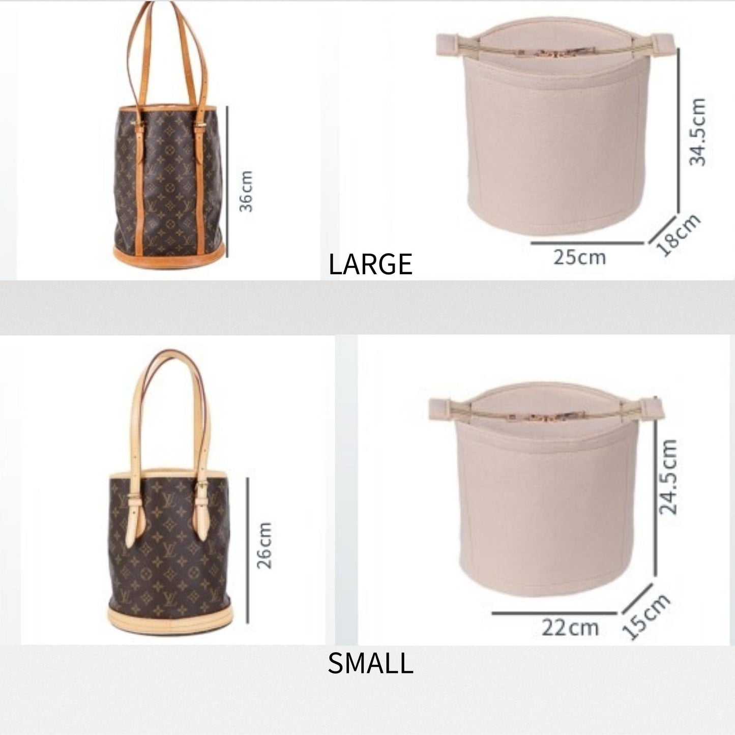 Bag Organizer For LV Petit Bucket Bag. Bag Insert For Handbag Bag.