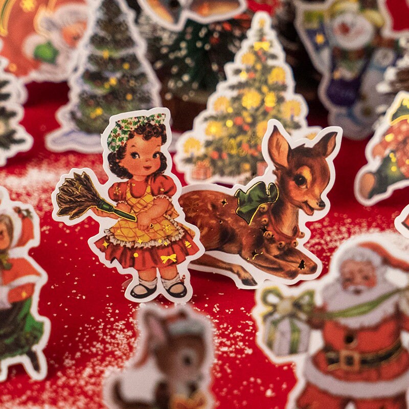 30pcs Christmas Holiday Stickers | Santa Claus Stickers | Pack For Home Wall Decorate | Gift Box Laptop Decals Kid Teen Stickers