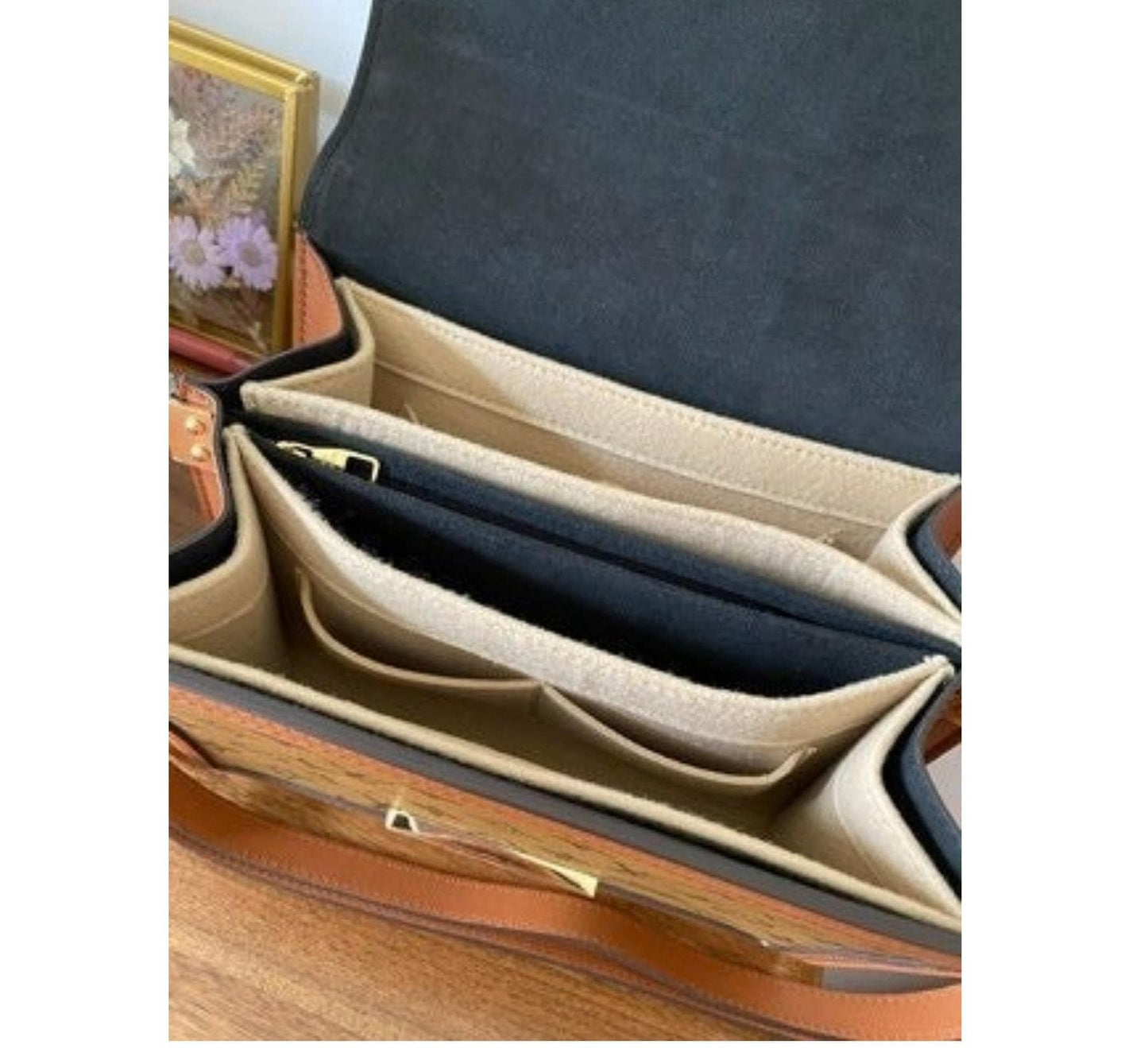 Bag Organizer For Dauphine East West | Bag Insert For Shoulder Bag | Felt Bag Organizer For Handbag Bag