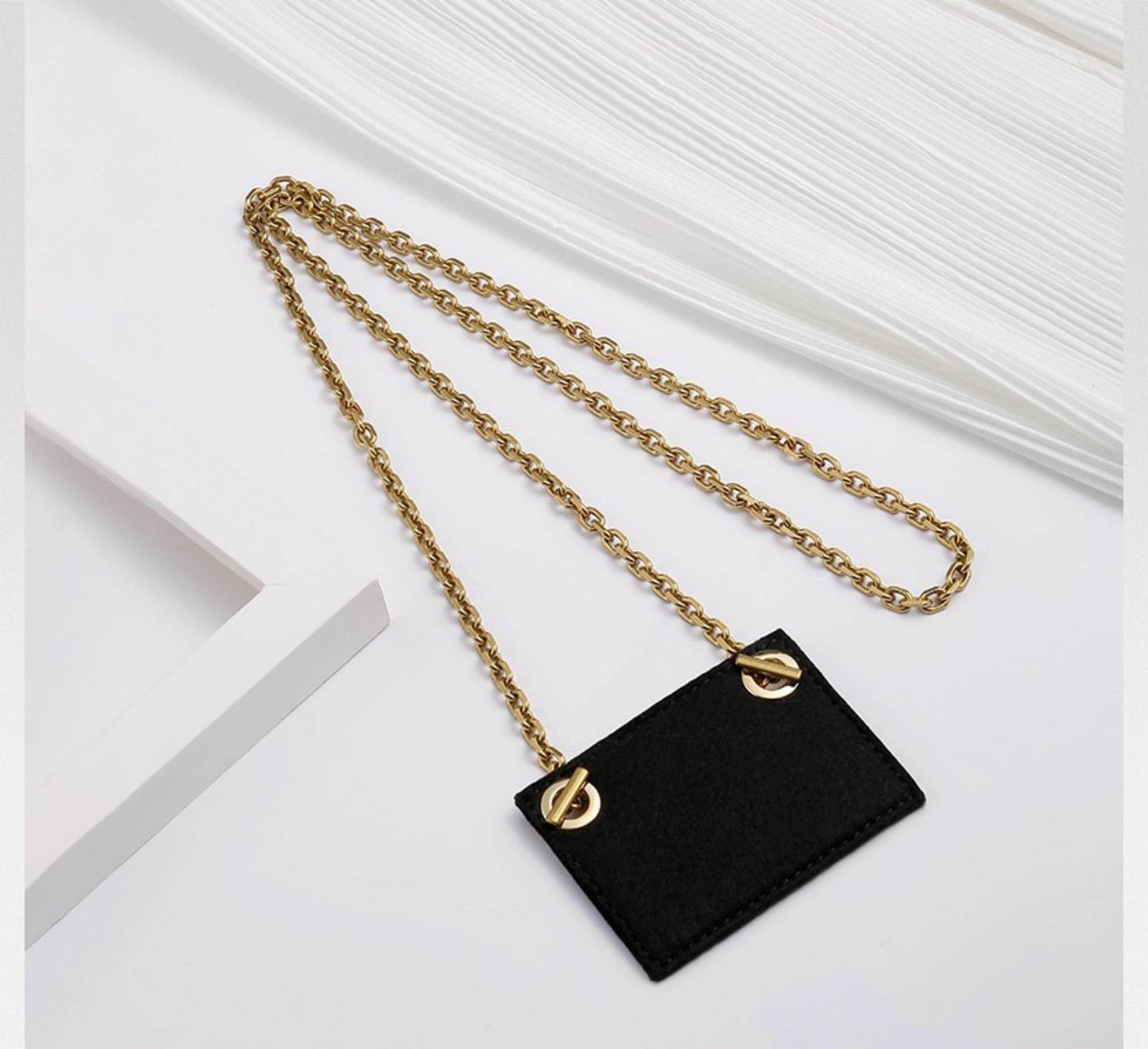 MEDIUM DIO CARO Daily Pouch Conversion Kit (Felt Insert & Chain) | Metal Replacement Chain Shoulder Strap | Bag Handle Chain Strap